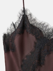 Mango Red Longline Cami Lace Satin Top - Image 6 of 6