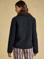 Joules Sadie Navy Button Through Fleece Jacket - Image 2 of 7