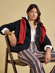 Joules Sadie Navy Button Through Fleece Jacket - Image 4 of 7
