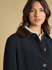 Joules Sadie Navy Button Through Fleece Jacket - Image 5 of 7