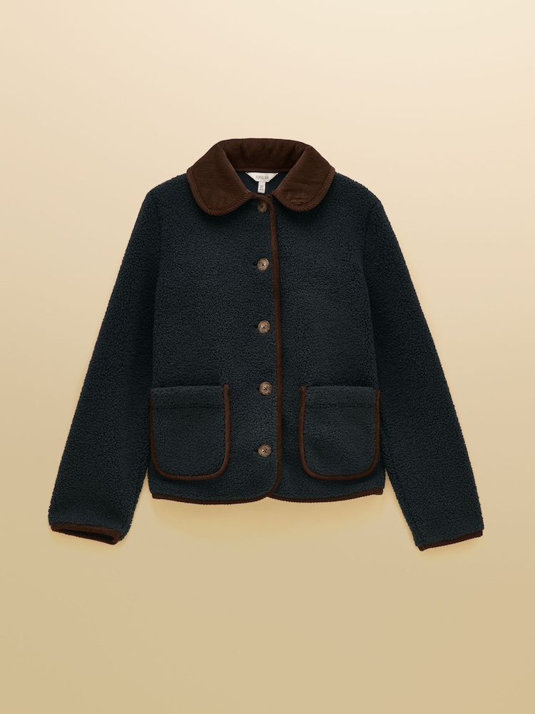 Joules Sadie Navy Button Through Fleece Jacket - Image 7 of 7 Joules Sadie Navy Button Through Fleece Jacket - Image 7 of 7