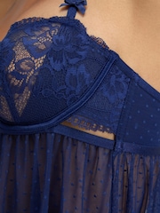 Boux Avenue Blue Lace & Spot Wired Babydoll - Image 5 of 6