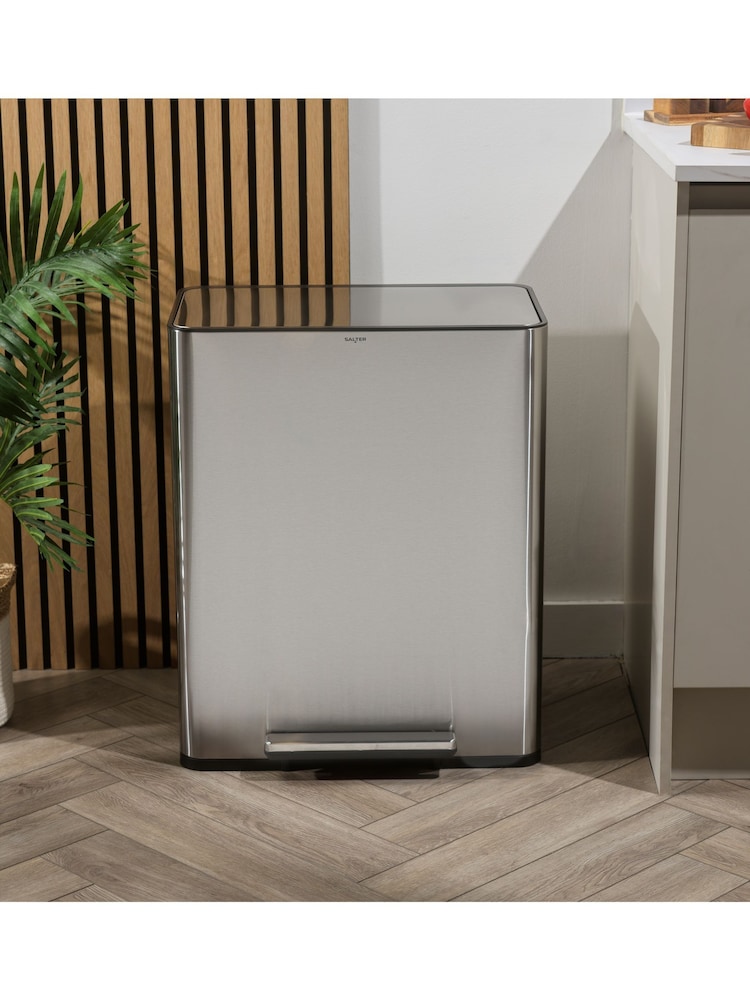 Salter Silver Dual 60L Pedal Bin - Image 1 of 11