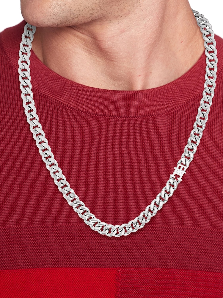 Tommy Hilfiger Silver Tone TH85 Stainless Steel Curb Chain Necklace - Image 3 of 3
