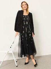FatFace Neeva Black Beaded Strappy Maxi Dress - Image 2 of 9