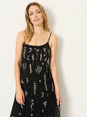 FatFace Neeva Black Beaded Strappy Maxi Dress - Image 4 of 9
