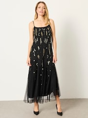 FatFace Neeva Black Beaded Strappy Maxi Dress - Image 5 of 9