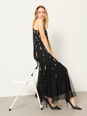 FatFace Neeva Black Beaded Strappy Maxi Dress - Image 8 of 9