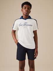 Cream/Blue Short Sleeve Sporty Polo Shirt (3-16yrs) - Image 1 of 3