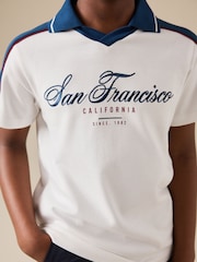 Cream/Blue Short Sleeve Sporty Polo Shirt (3-16yrs) - Image 2 of 3
