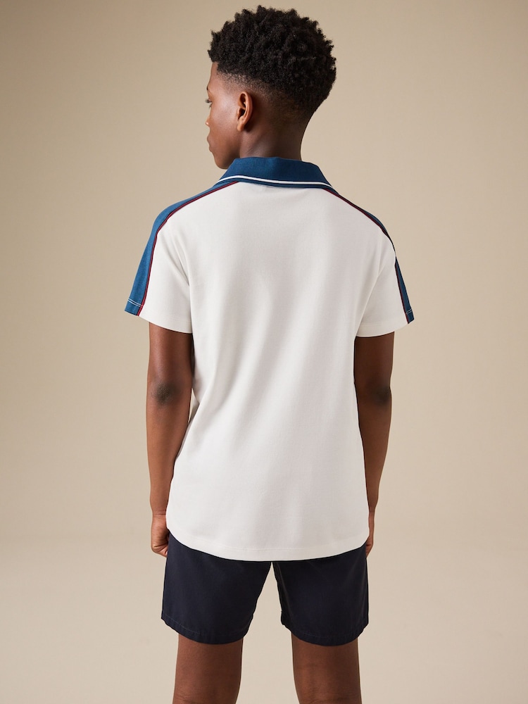 Cream/Blue Short Sleeve Sporty Polo Shirt (3-16yrs) - Image 3 of 3