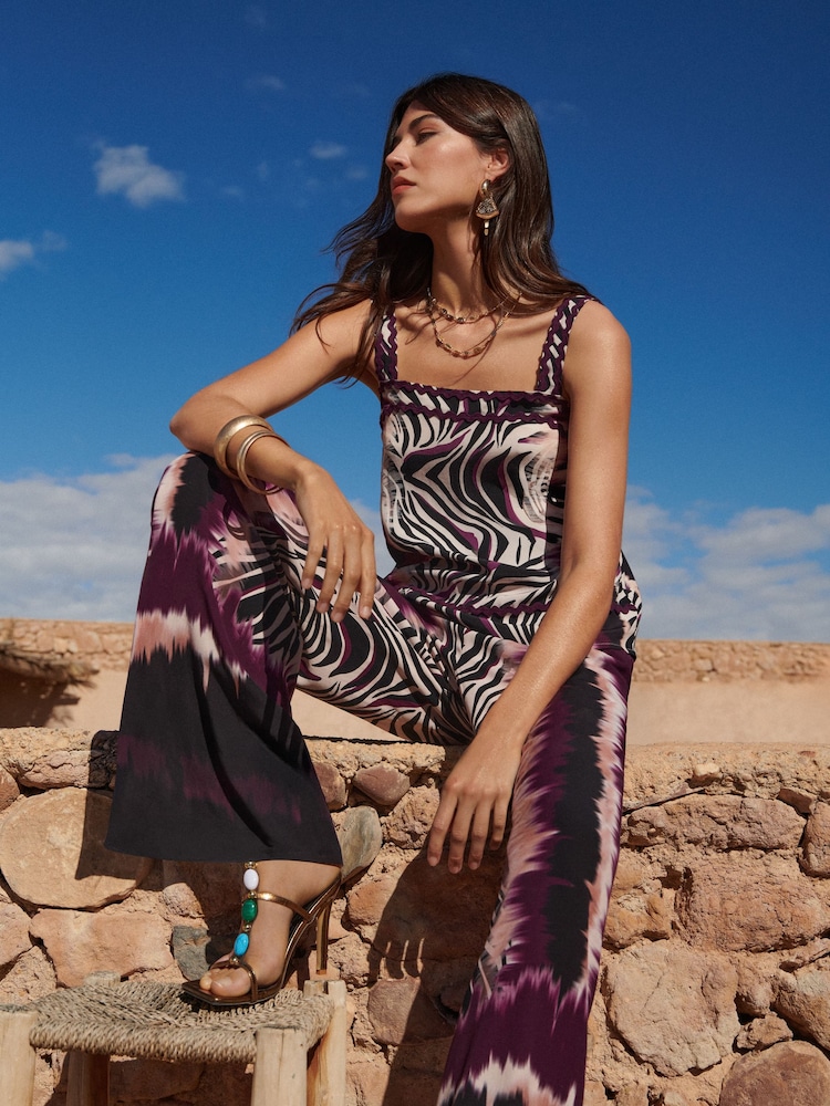 Love & Roses Multi Zebra Print Ric Rac Trim Cami - Image 4 of 4