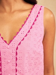 Love & Roses Pale Pink Broderie Trim Vest - Image 2 of 5
