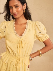 Love & Roses Broderie Frill Tie Midi Dress - 圖片 2/5