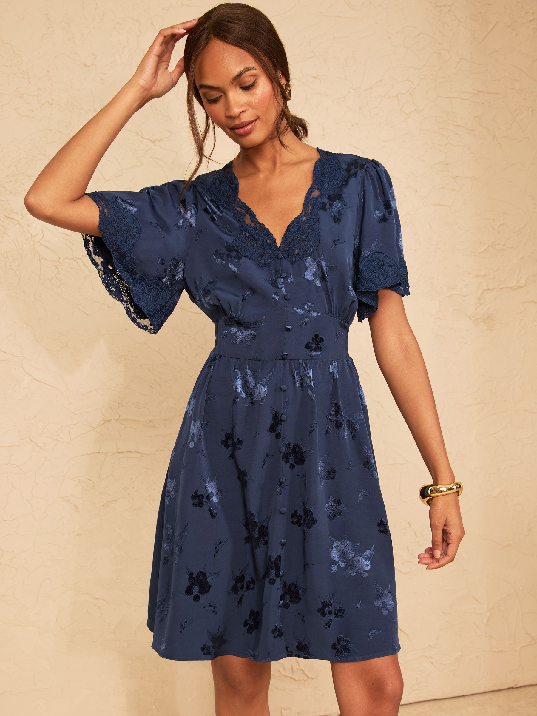 Buy Love & Roses Navy Lace Satin Mini Tea Dress from Next USA