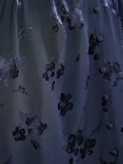 Love & Roses Navy Lace Satin Mini Tea Dress - Image 5 of 5