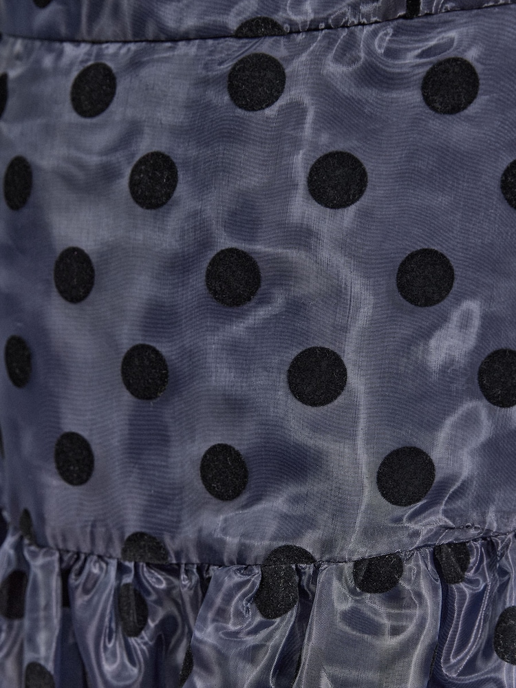 Love & Roses Navy Spot Organza Drop Waist Midi Dress - Image 5 of 5 Love & Roses Navy Spot Organza Drop Waist Midi Dress - Image 5 of 5