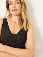 FatFace Evelyn Bronze Metallic Knit Vest Top - Image 5 of 7