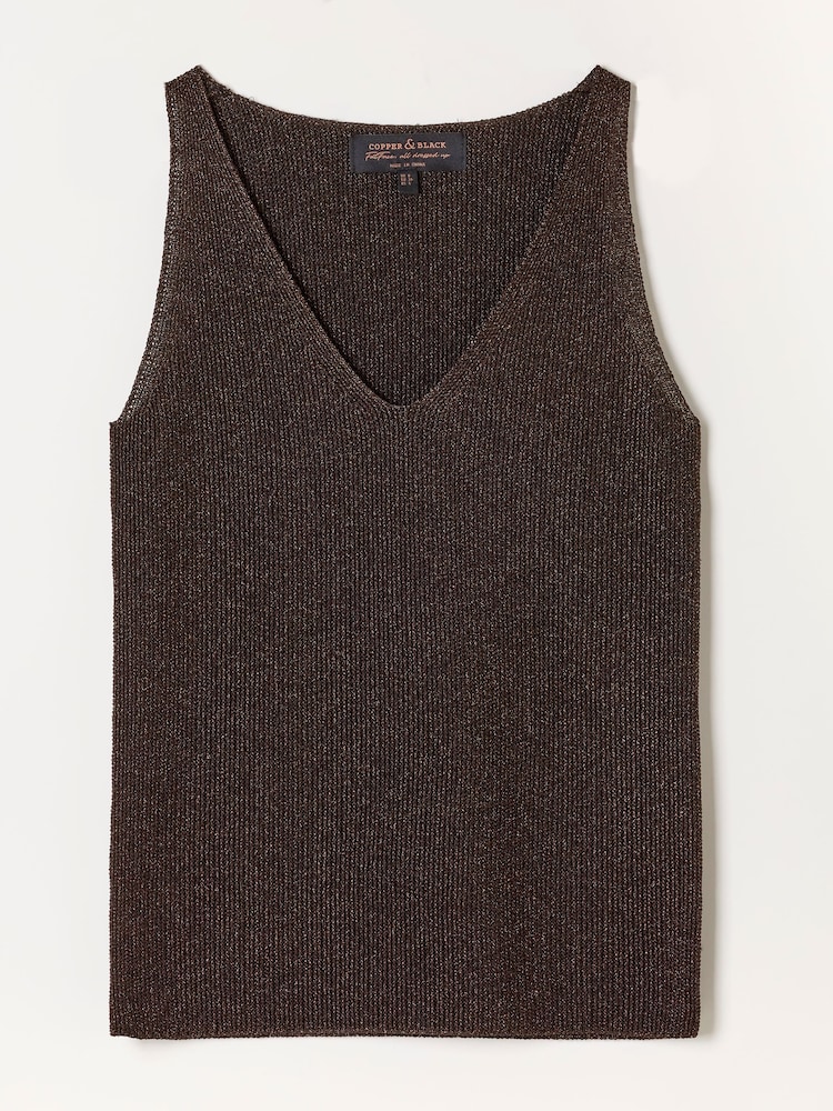 FatFace Evelyn Bronze Metallic Knit Vest Top - Image 7 of 7 FatFace Evelyn Bronze Metallic Knit Vest Top - Image 7 of 7