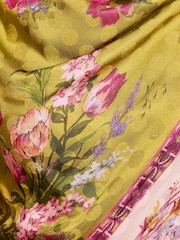 Love & Roses x RHS Lime Green Floral Satin Cowl Neck Midi Dress - Image 5 of 5