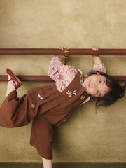 Brown Butterfly Embroidered Cord Dungaree and Blouse set (3mths-7yrs) - Image 2 of 11