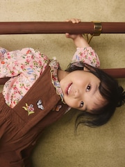 Brown Butterfly Embroidered Cord Dungaree and Blouse set (3mths-7yrs) - Image 3 of 11