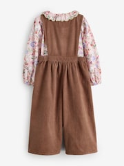 Brown Butterfly Embroidered Cord Dungaree and Blouse set (3mths-7yrs) - Image 6 of 11
