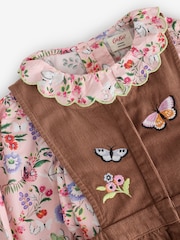 Brown Butterfly Embroidered Cord Dungaree and Blouse set (3mths-7yrs) - Image 7 of 11