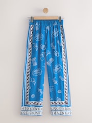 Blue Border Print Lightweight Pull-On Wide Leg Trousers - Image 4 of 6