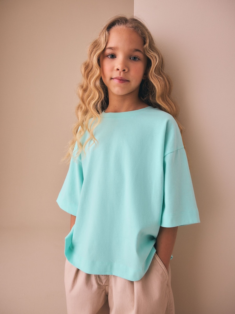Green Oversized Boxy T-Shirt (3-16yrs) - Image 1 of 8