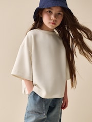 Ecru Supersoft Oversized Boxy T-Shirt (3-16yrs) - Image 1 of 8