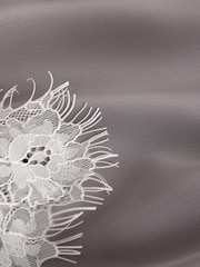 Grey Satin Lace Trim Mini Skirt - Image 7 of 8