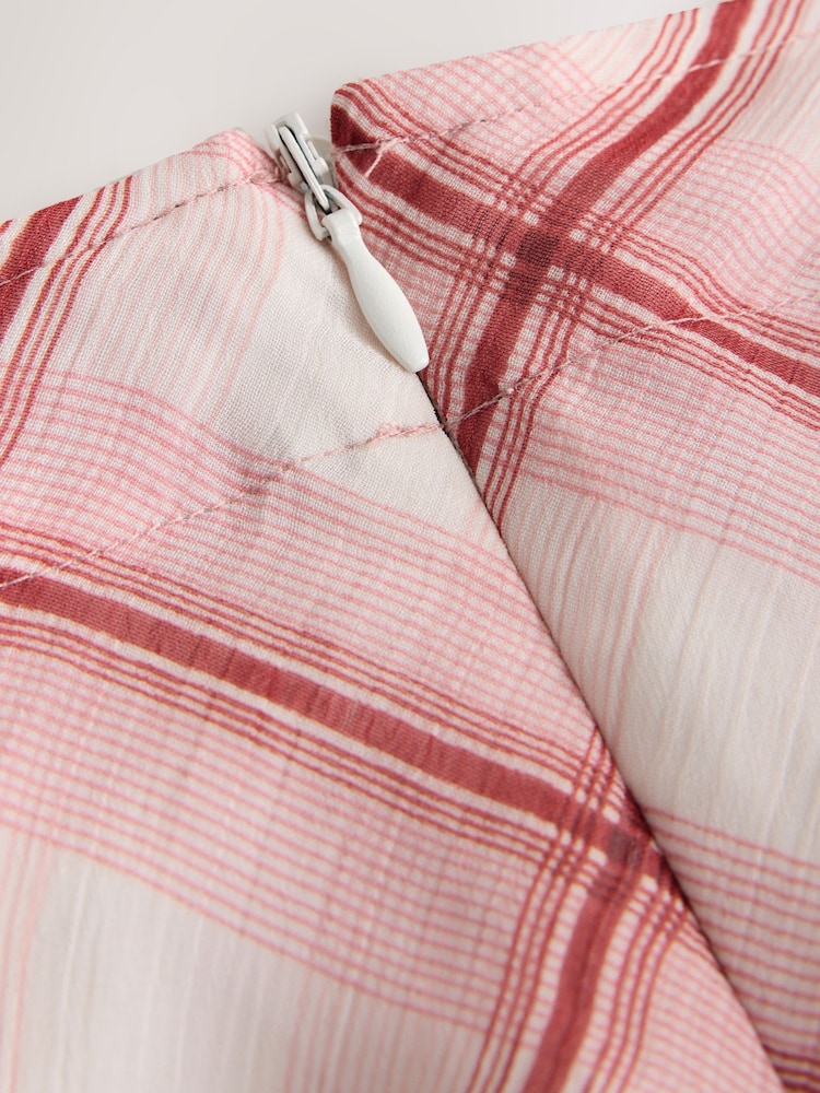 Pink/Ecru Check Godet Midi Skirt - Image 2 of 3 Pink/Ecru Check Godet Midi Skirt - Image 2 of 3