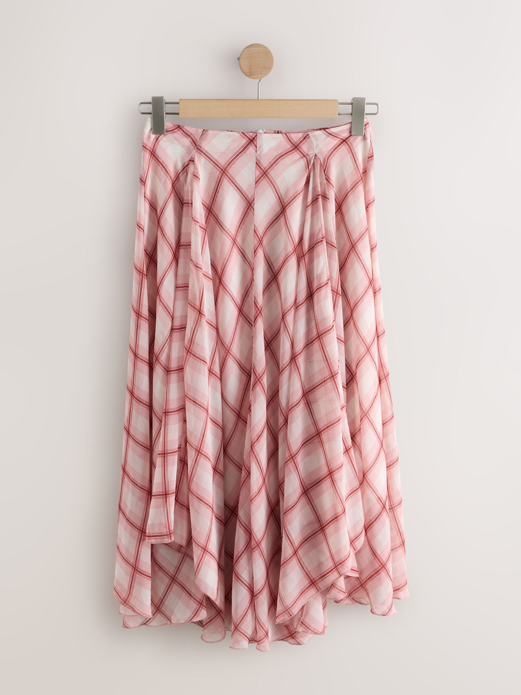 Buy Pink/Ecru Check Godet Midi Skirt from Next USA