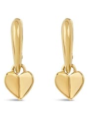 Dinny Hall Tone Folded Heart Drop Hoops Earrings - Imagen 1 de 5