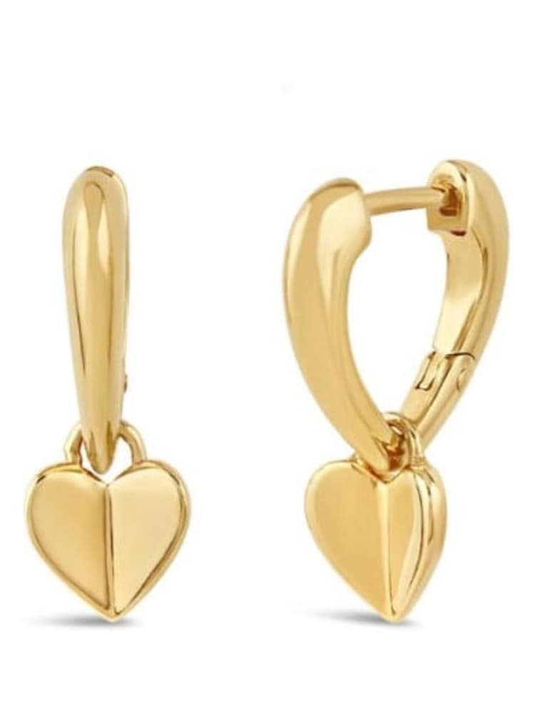 Dinny Hall Gold Tone Folded Heart Drop Hoops Earrings - Image 2 of 5 Dinny Hall Gold Tone Folded Heart Drop Hoops Earrings - Image 2 of 5