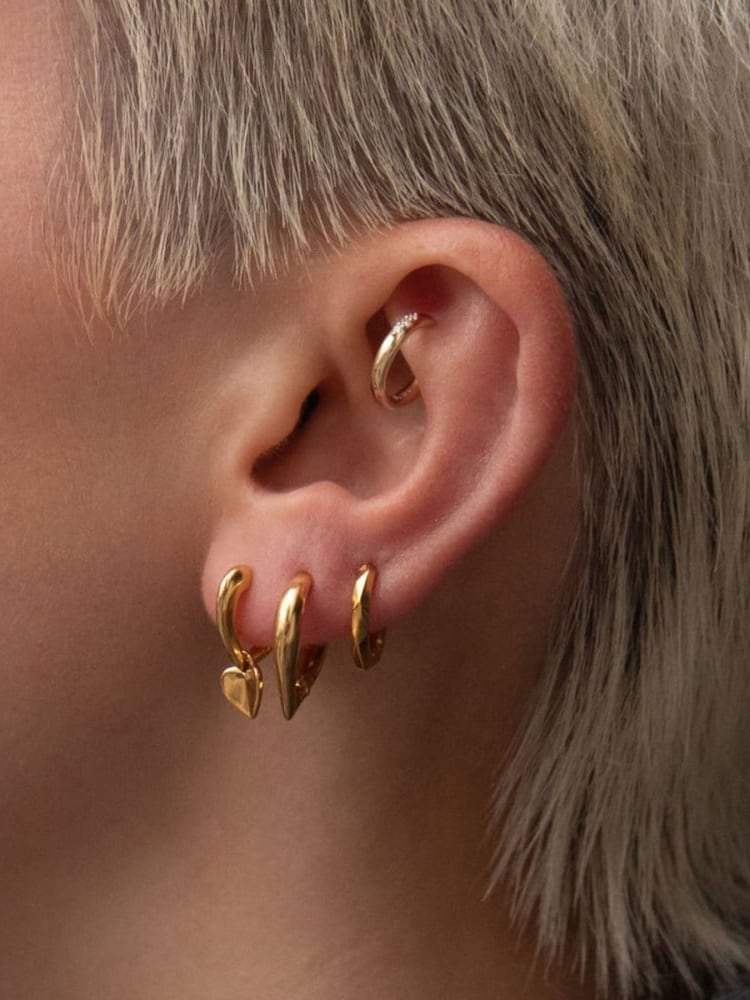 Dinny Hall Gold Tone Folded Heart Drop Hoops Earrings - Image 5 of 5 Dinny Hall Gold Tone Folded Heart Drop Hoops Earrings - Image 5 of 5