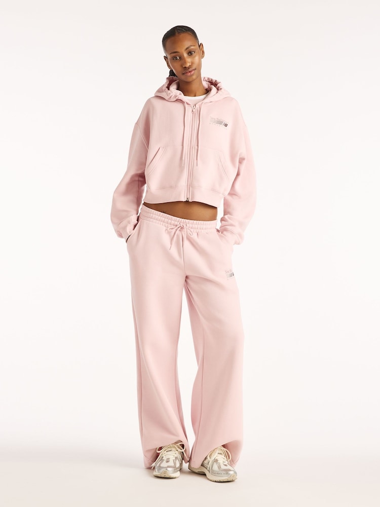 New Balance Pale Pink Trackside Fleece Full Zip Hoodies - Image 1 of 5