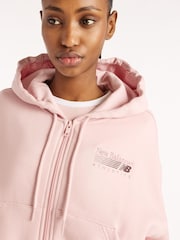 New Balance Pale Pink Trackside Fleece Full Zip Hoodies - Image 3 of 5