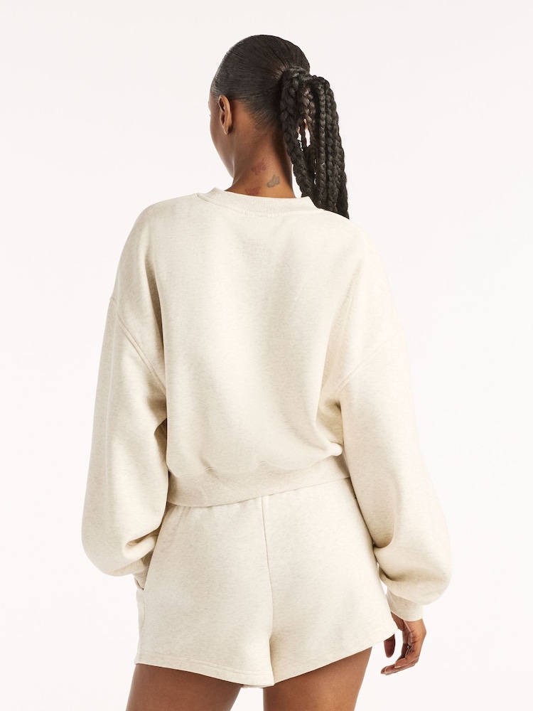 New Balance Cream Trackside Crew Neck Sweat Top - Image 2 of 5 New Balance Cream Trackside Crew Neck Sweat Top - Image 2 of 5