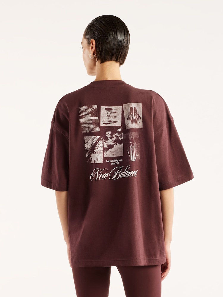 New Balance Brown Pressed Flowers Memories Overs T-Shirt - Image 2 of 6