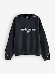 New Balance Black Trackside Fleece Crew Neck Sweat Top - Image 4 of 5