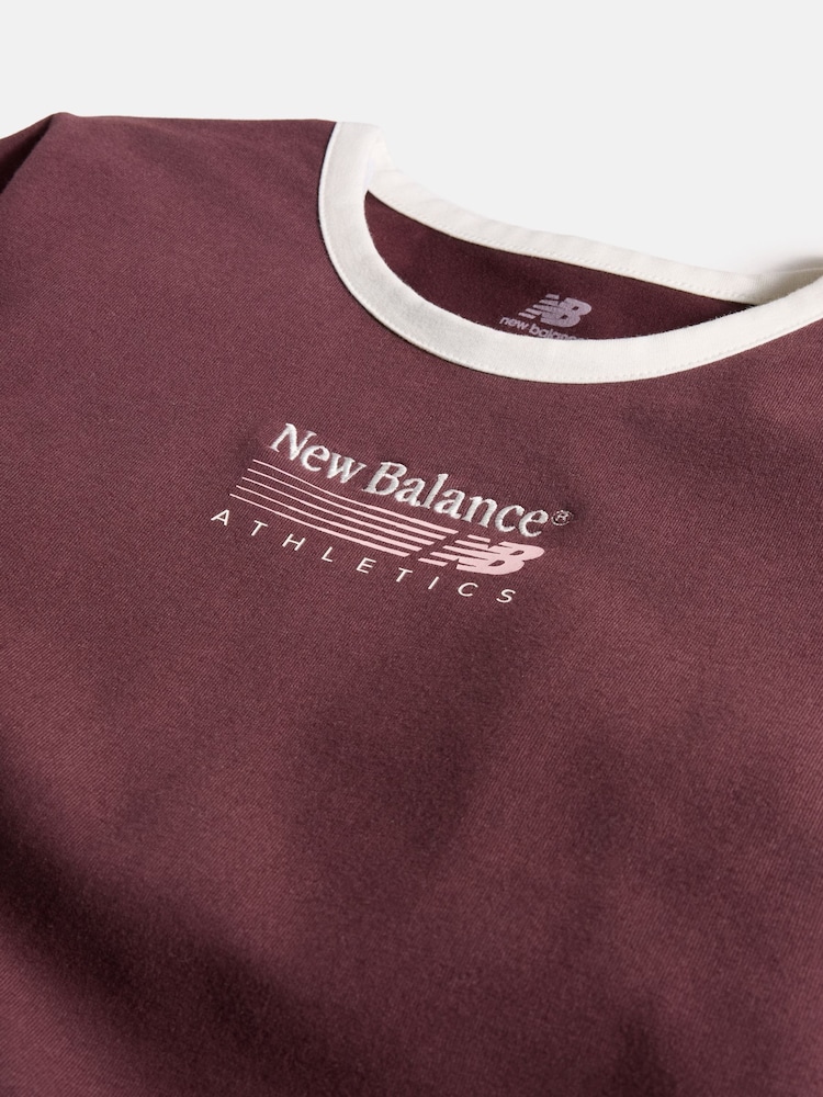 New Balance Brown Trackside Ringer T-Shirt - Image 10 of 10