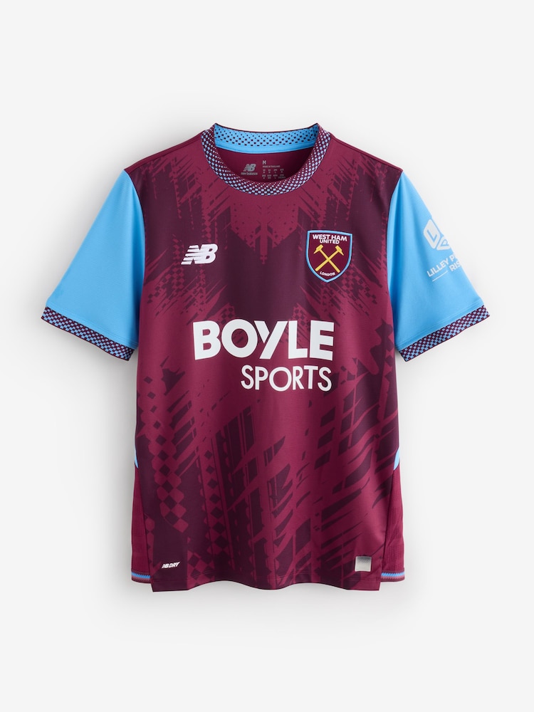 New Balance Burgundy Red West Ham United 26/27 Home Shorts Sleeve Jersey - Image 1 of 1 New Balance Burgundy Red West Ham United 26/27 Home Shorts Sleeve Jersey - Image 1 of 1