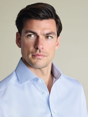 Charles Tyrwhitt Dark Blue Non-Iron Weave Cutaway Shirt - Image 3 of 10