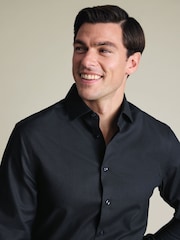 Charles Tyrwhitt Black Non-Iron Stretch Texture Shirt - Image 3 of 7