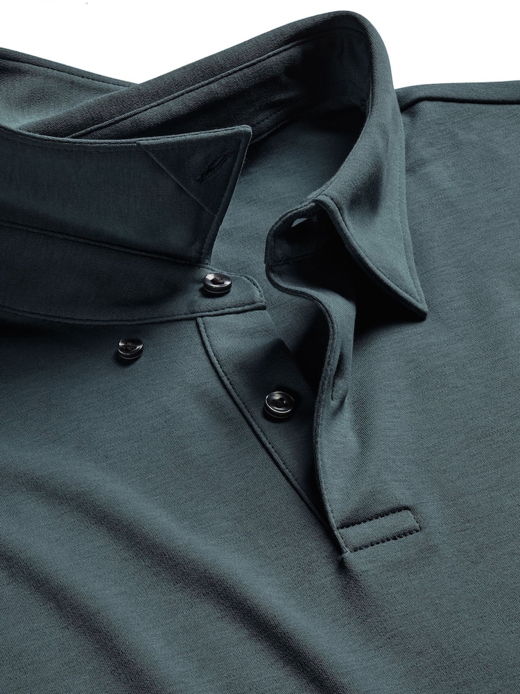 Charles Tyrwhitt Green Long Sleeve Jersey Polo Shirt - Image 6 of 6