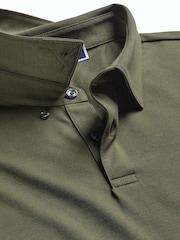 Charles Tyrwhitt Green Short Sleeve White Performance Long Sleeve Jersey Polo Shirt - Image 3 of 4