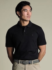 Charles Tyrwhitt Black Short Sleeve Cotton Stretch Pique Polo Shirt - Image 1 of 5