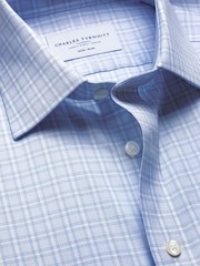 Charles Tyrwhitt Light Blue Non-Iron Twill Check Shirt - Image 6 of 7